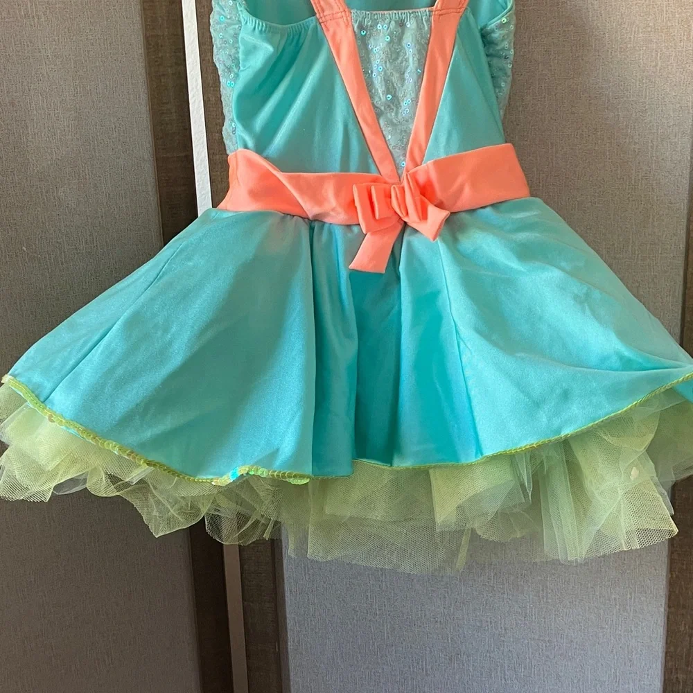 FINAL MARKDOWN Revolution Dancewear Costume in Coral and light aqua mc